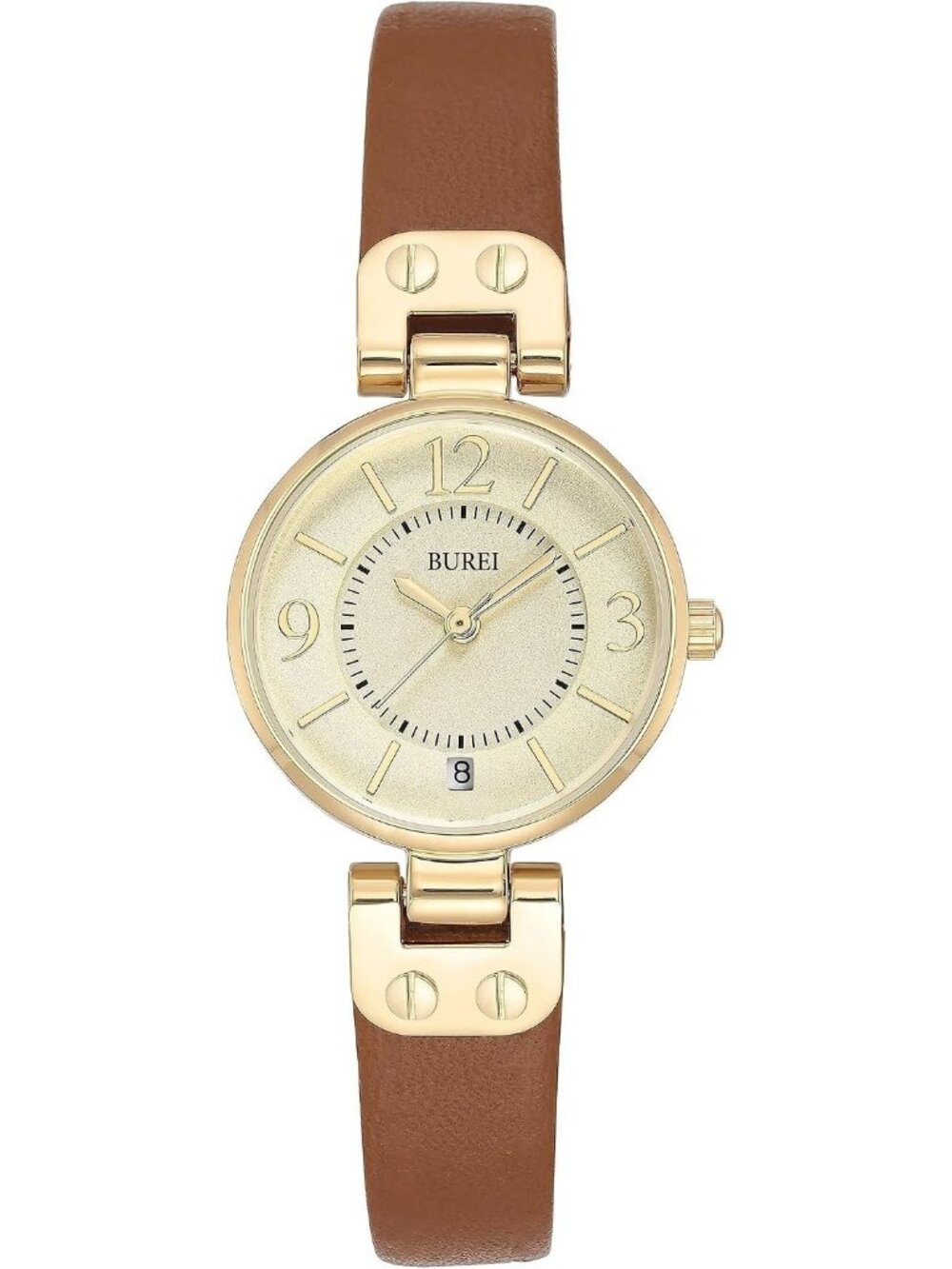 Women's Golden Brown Elegant Dial with Leather Strap Minimalist Wrist Watch